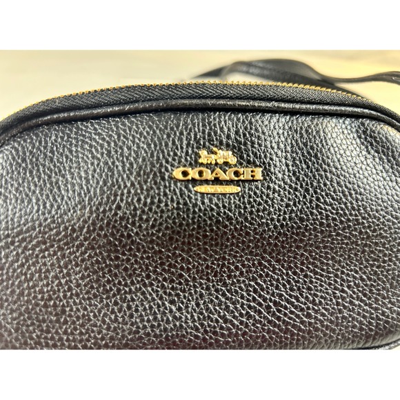 Coach C2077-F58034 Black Pebble Leather Double Zip Crossbody Bag Gold Hardware - Picture 2 of 7
